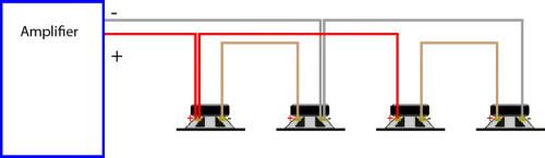 four speakers in series-parallel