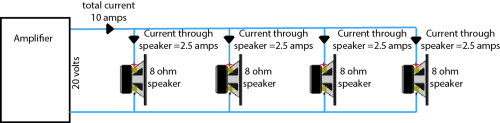 multiple speakers - connecting four 8 ohm speakers