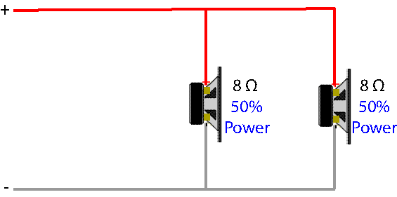 2 x 8 ohm speakers in parallel